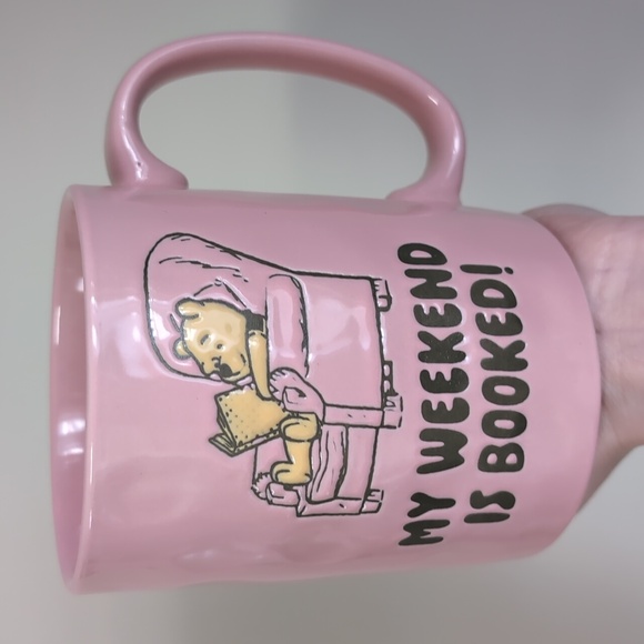 Disney Winnie The Pooh MY WEEKEND IS BOOKED Reading Pooh Bear Mug 🐻📚 - Picture 2 of 6